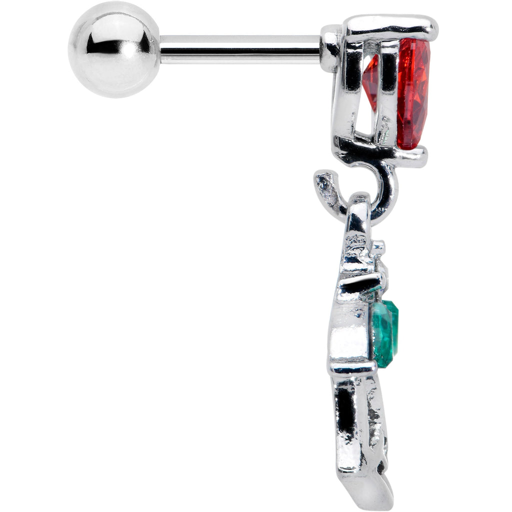 BodyCandy 16G 1/4 Red CZ Gem Heart And Rose Dangle Cartilage Earring — lifestyle context