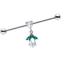 BodyCandy 14G Clear CZ Gem Heart And Rose Dangle Industrial Barbell 38mm — main product shot