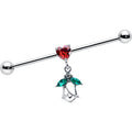 BodyCandy 14G Red CZ Gem Heart And Rose Dangle Industrial Barbell 38mm — main product shot