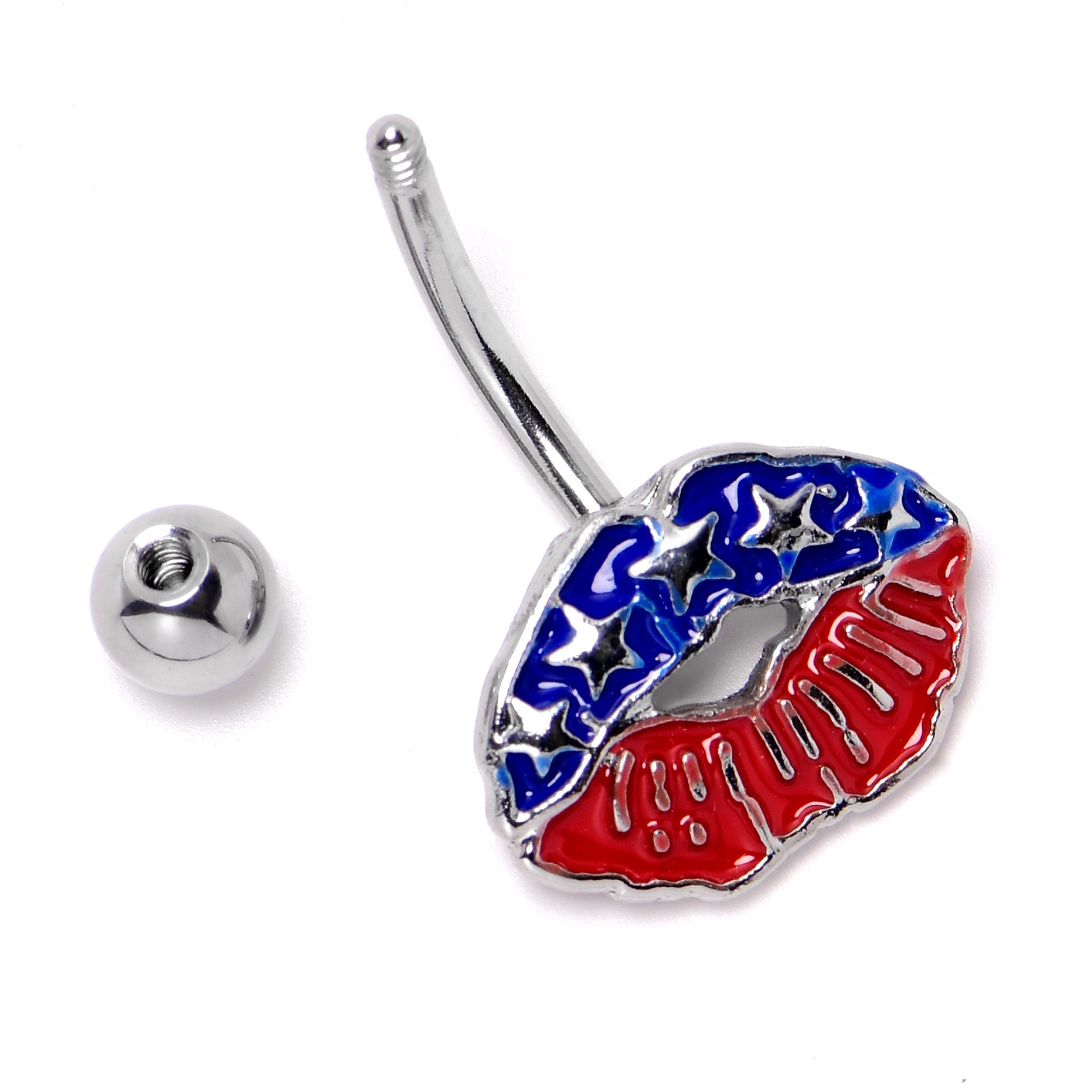 BodyCandy Patriotic Kissy Lips Belly Ring — alternative angle