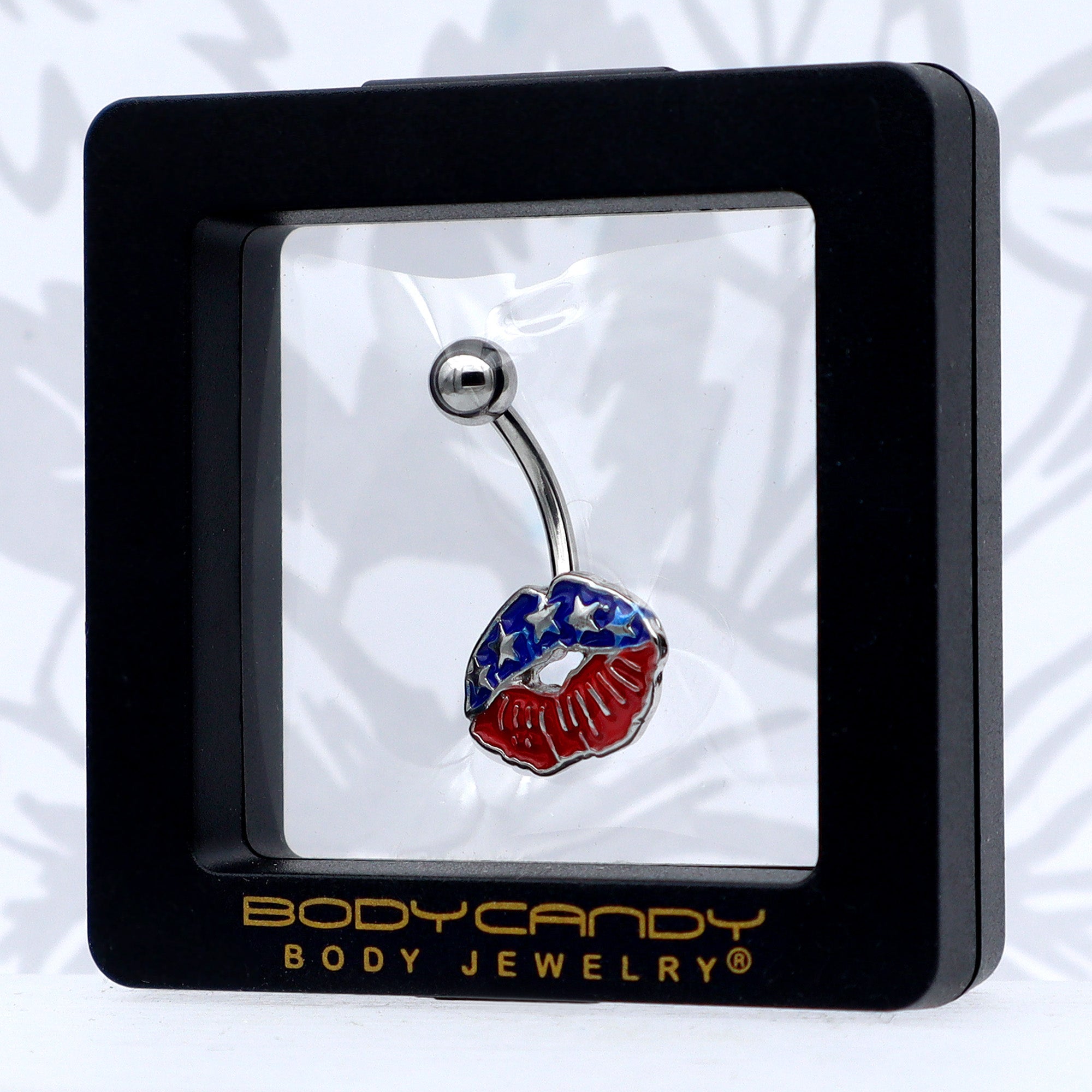 BodyCandy Patriotic Kissy Lips Belly Ring — in-use photo