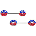 BodyCandy 14G 9/16 Patriotic Kissy Lips Barbell Nipple Ring Set — main product shot