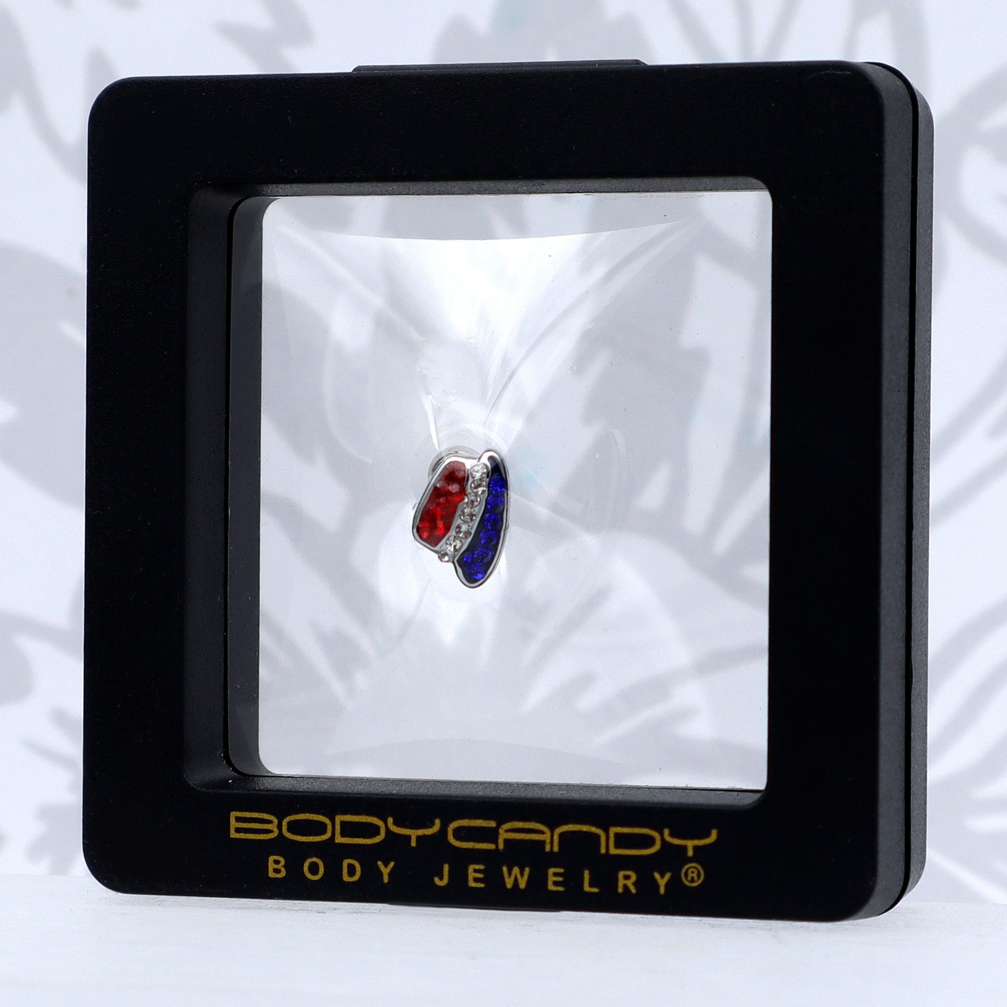 BodyCandy 16G 1/4 Red Blue Clear Gem Patriotic Hat Cartilage Tragus Earring — size reference