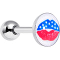 BodyCandy 16G 1/4 Inlay Patriotic Kissy Lips Cartilage Tragus Earring — main product shot