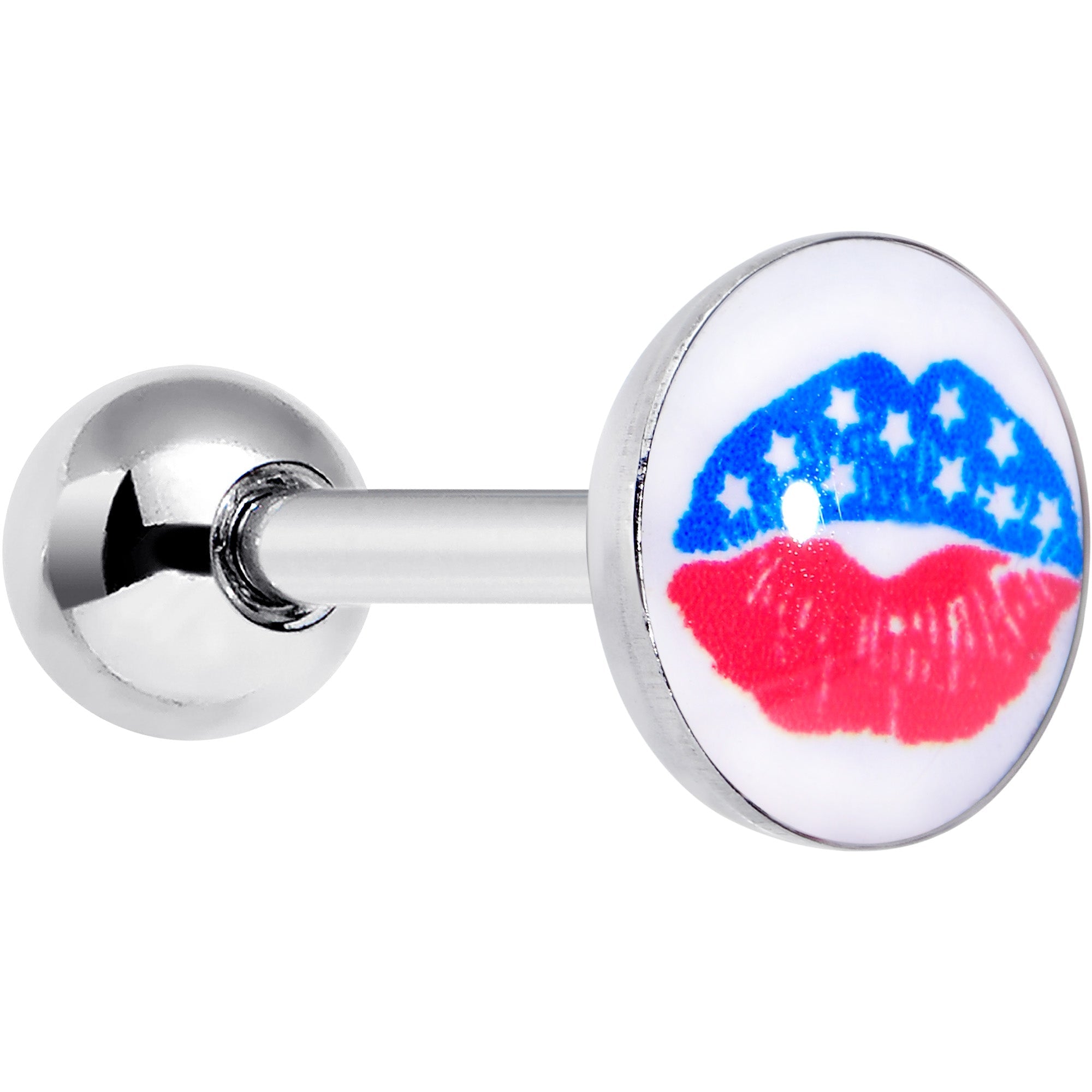 BodyCandy 16G 1/4 Inlay Patriotic Kissy Lips Cartilage Tragus Earring — main product shot