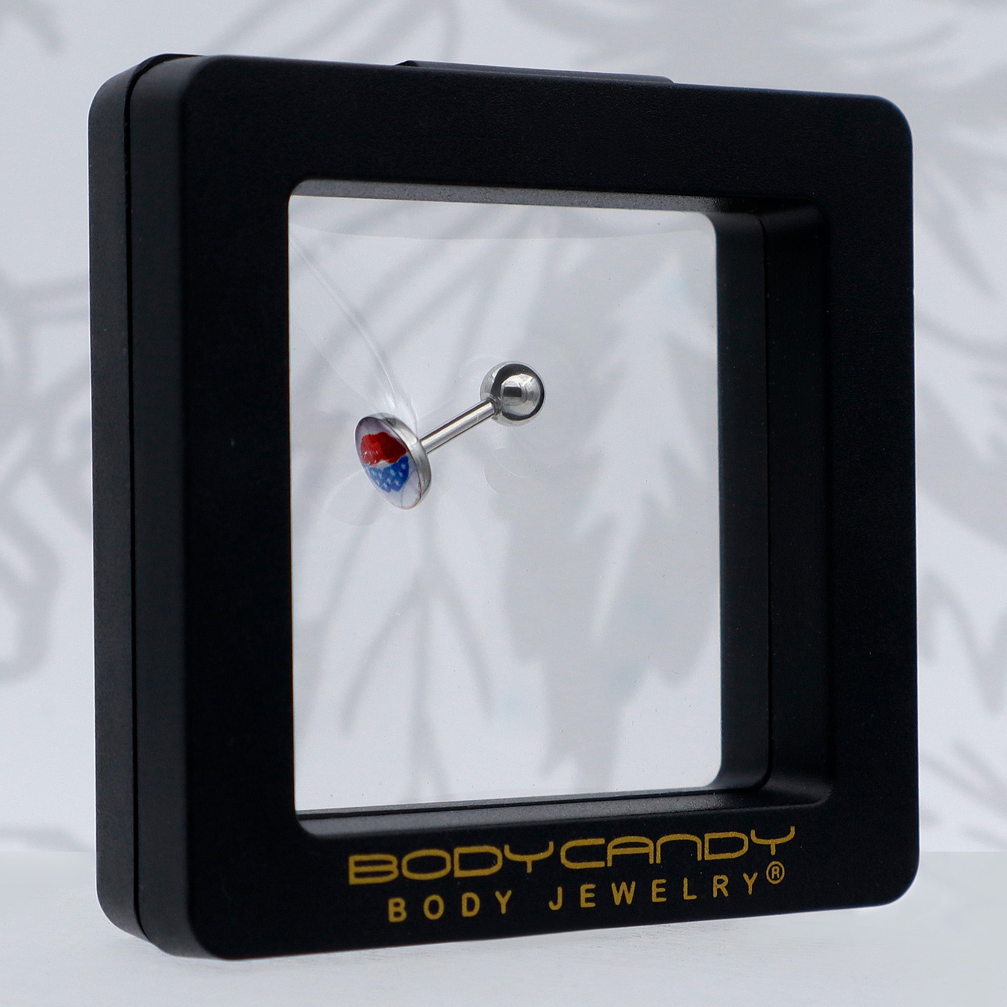 BodyCandy 16G 1/4 Inlay Patriotic Kissy Lips Cartilage Tragus Earring — size reference