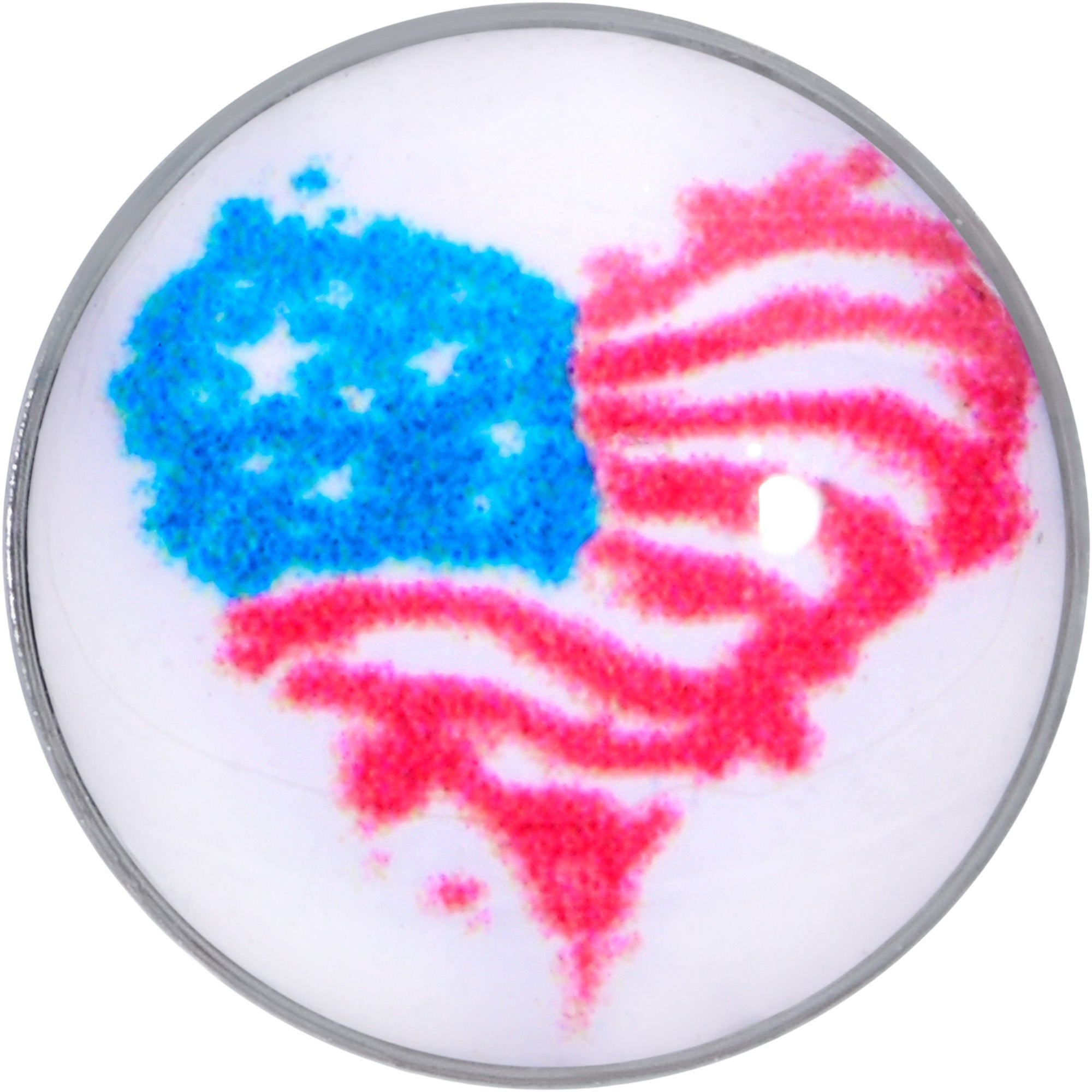BodyCandy 16G 1/4 Heart Flag Patriotic Cartilage Tragus Earring — detail close-up