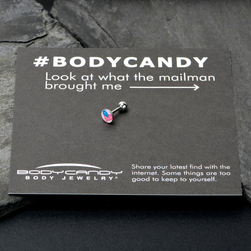 BodyCandy 16G 1/4 Heart Flag Patriotic Cartilage Tragus Earring — alternative angle