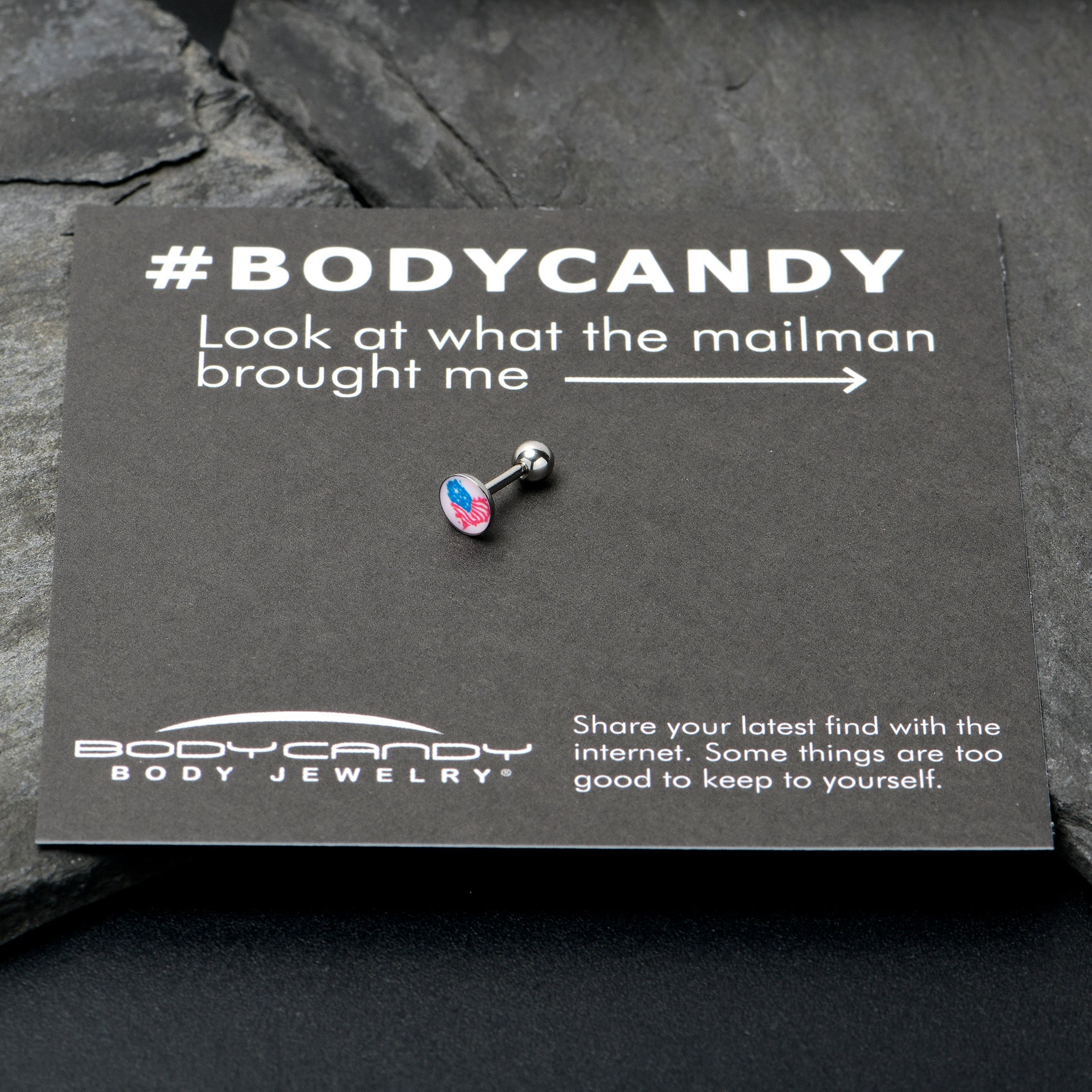 BodyCandy 16G 1/4 Heart Flag Patriotic Cartilage Tragus Earring — alternative angle