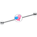 BodyCandy 14G Heart Flag Patriotic Industrial Barbell 38mm — main product shot