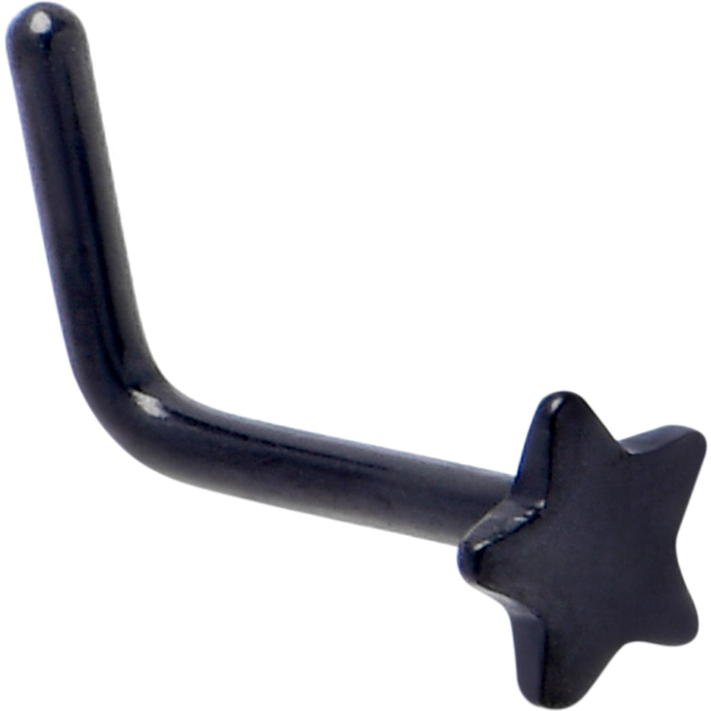 BodyCandy 20G 1/4 Black ASTM F-136 Implant Grade Titanium Star End L Shape Nose Ring — main product shot