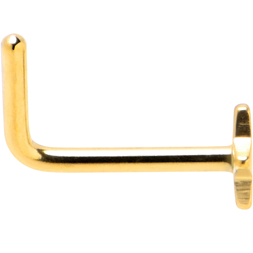 BodyCandy 20G 1/4 Gold Tone ASTM F-136 Implant Grade Titanium Star End L Shape Nose Ring — detail close-up