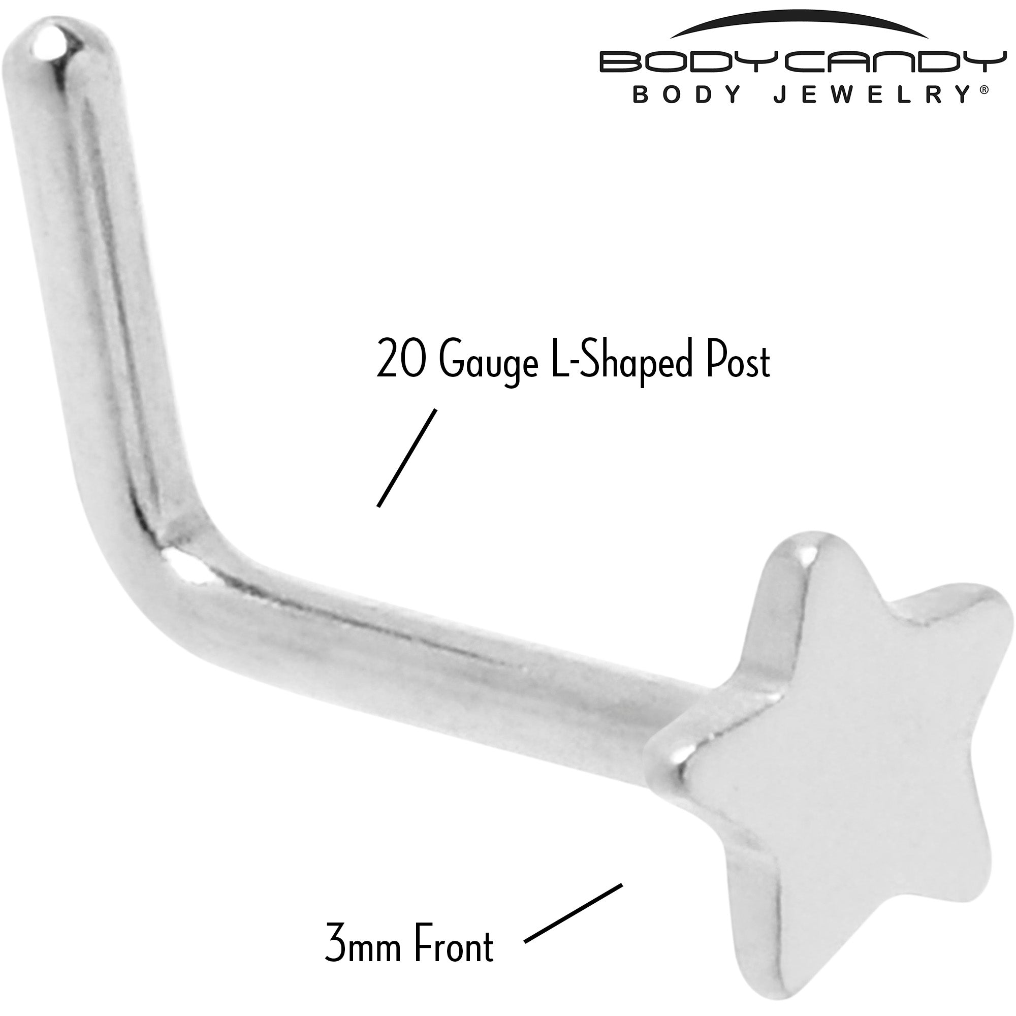 BodyCandy 20G 1/4 ASTM F-136 Implant Grade Titanium Star End L Shape Nose Ring — lifestyle context