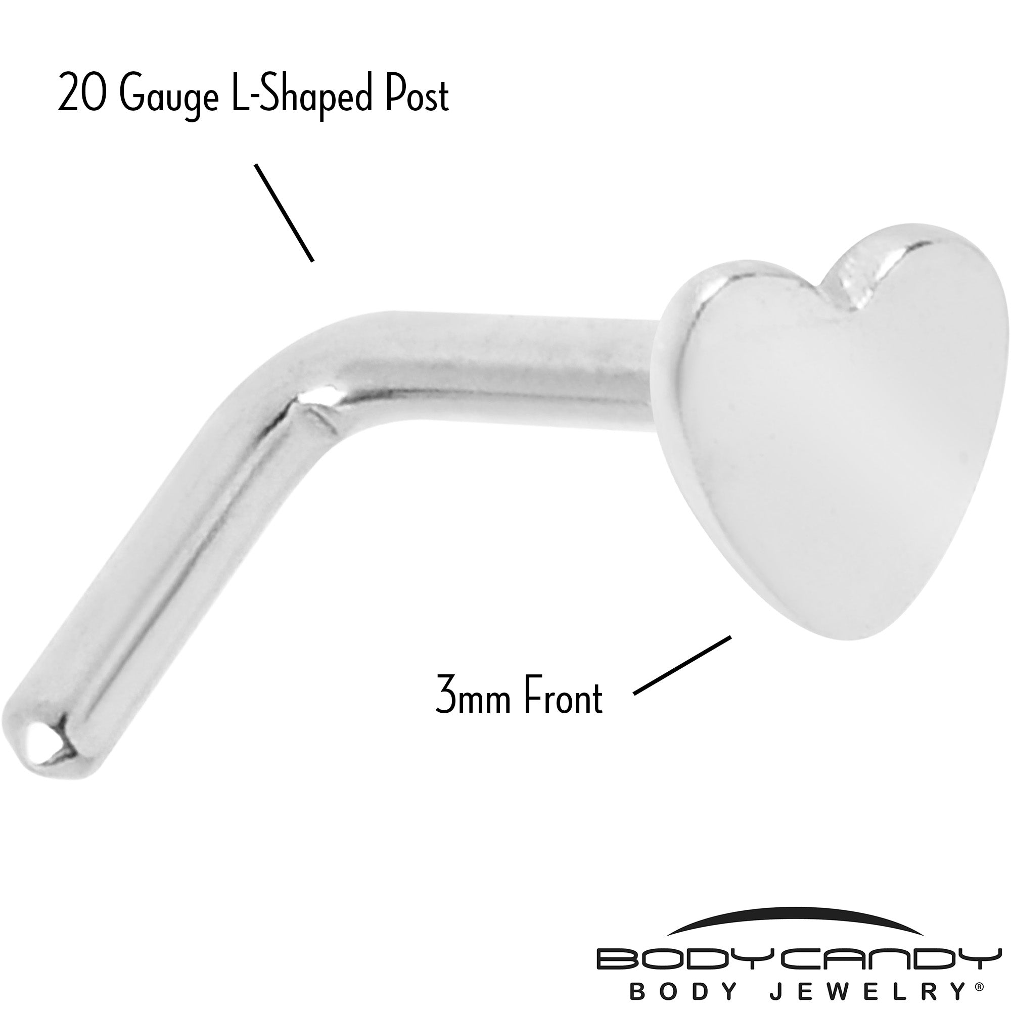 BodyCandy 20G 1/4 ASTM F-136 Implant Grade Titanium Heart End L Shape Nose Ring — lifestyle context