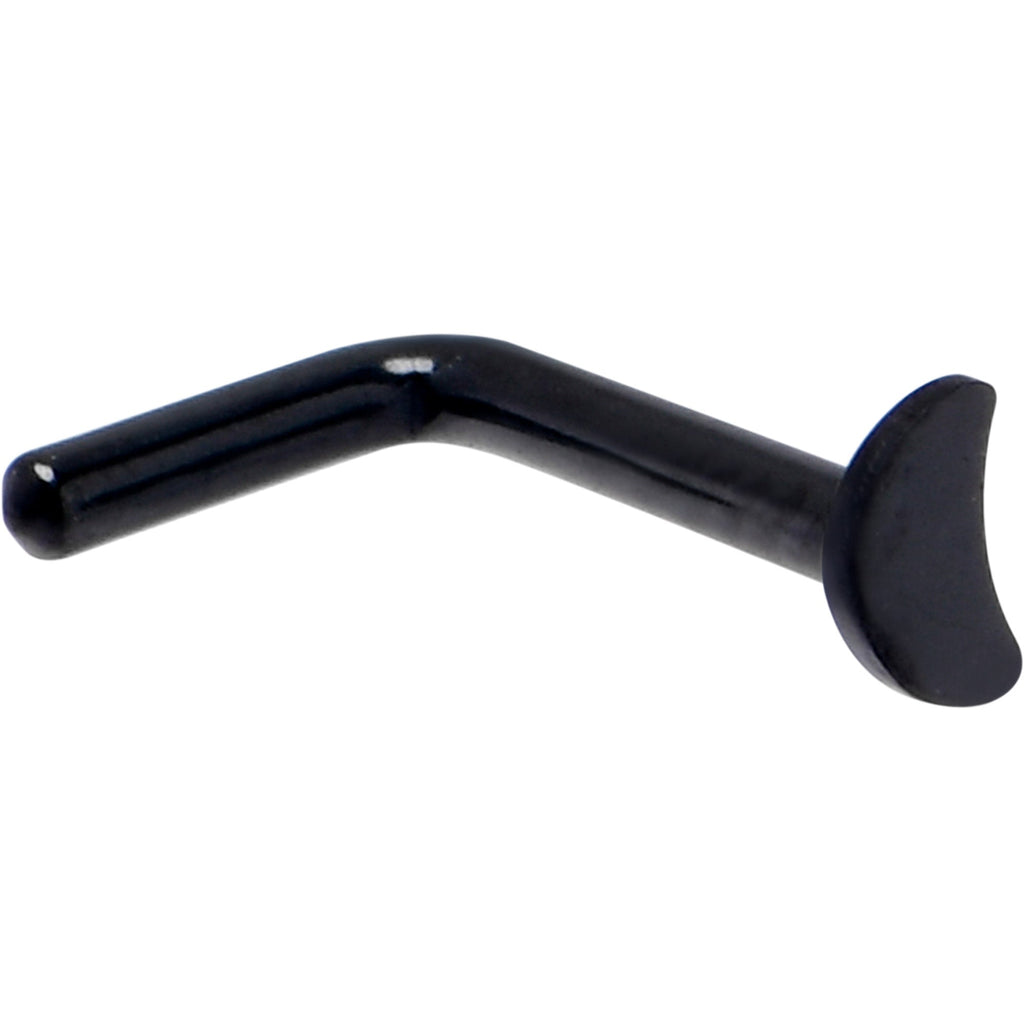 BodyCandy 18G 1/4 Black ASTM F-136 Implant Grade Titanium Moon End L Shape Nose Ring — detail close-up