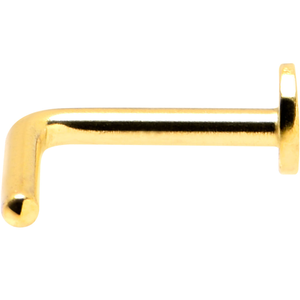 BodyCandy 18G 1/4 Gold Tone ASTM F-136 Implant Grade Titanium Moon End L Shape Nose Ring — lifestyle context