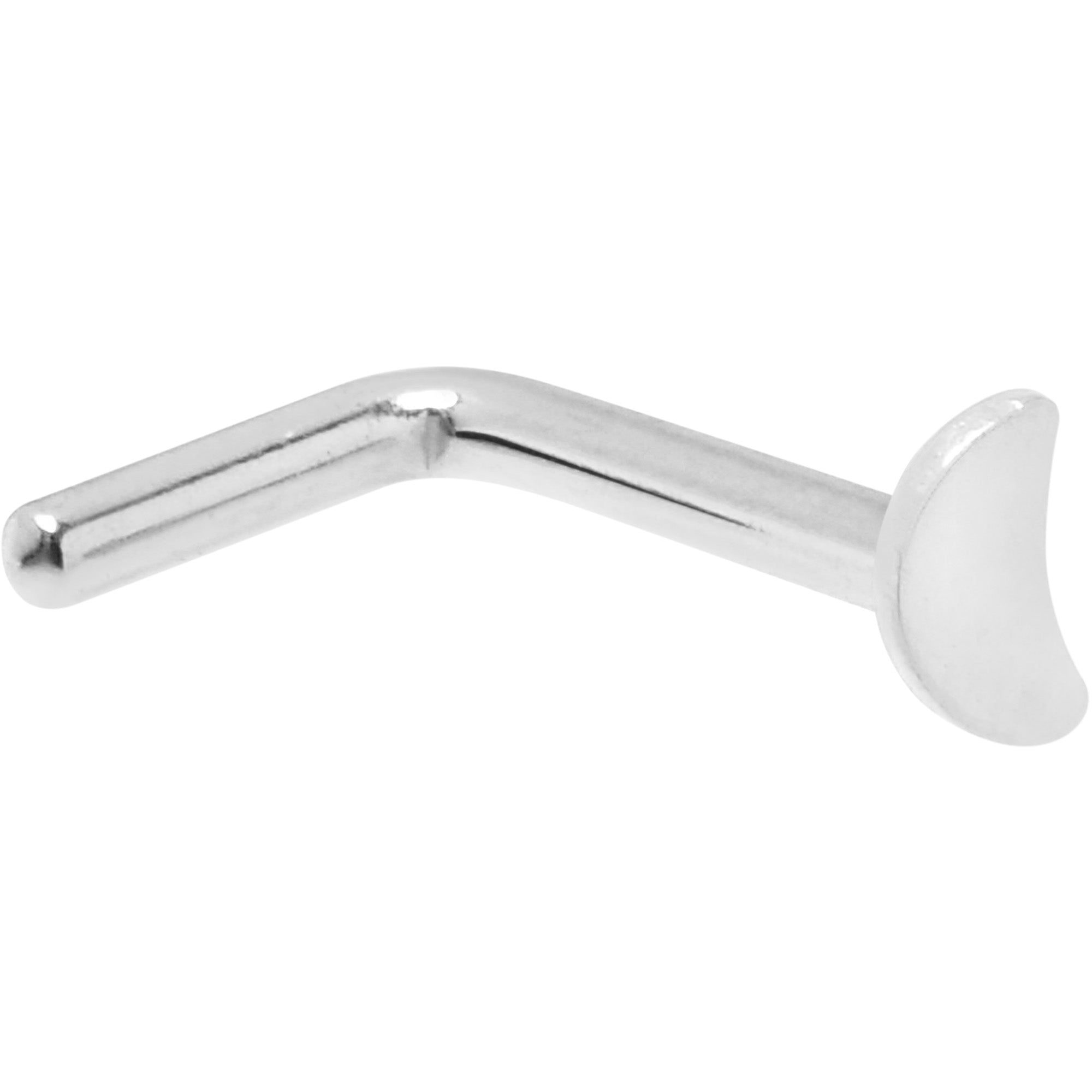 BodyCandy 18G 1/4 ASTM F-136 Implant Grade Titanium Moon End L Shape Nose Ring — detail close-up