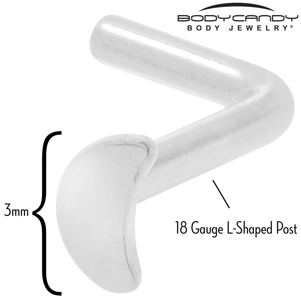 BodyCandy 18G 1/4 ASTM F-136 Implant Grade Titanium Moon End L Shape Nose Ring — side view