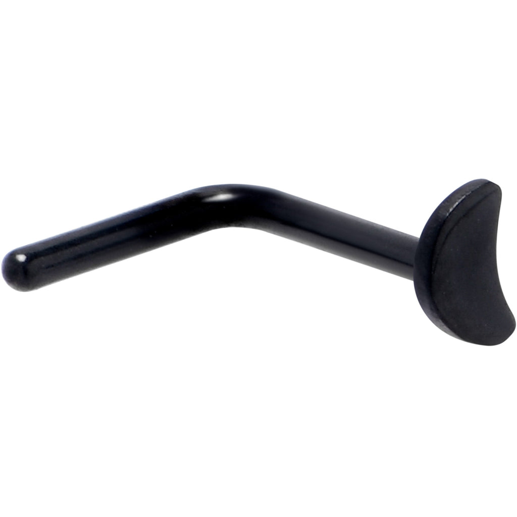 BodyCandy 20G 1/4 Black ASTM F-136 Implant Grade Titanium Moon End L Shape Nose Ring — detail close-up