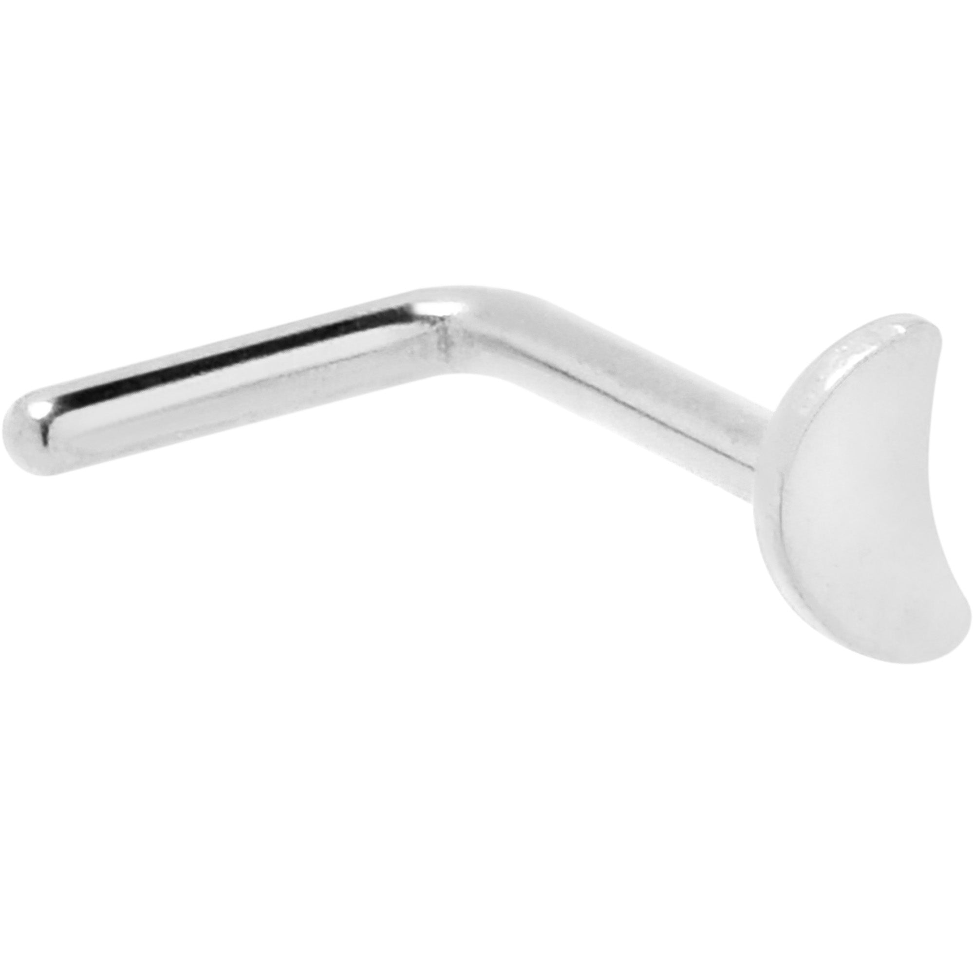 BodyCandy 20G 1/4 ASTM F-136 Implant Grade Titanium Moon End L Shape Nose Ring — detail close-up