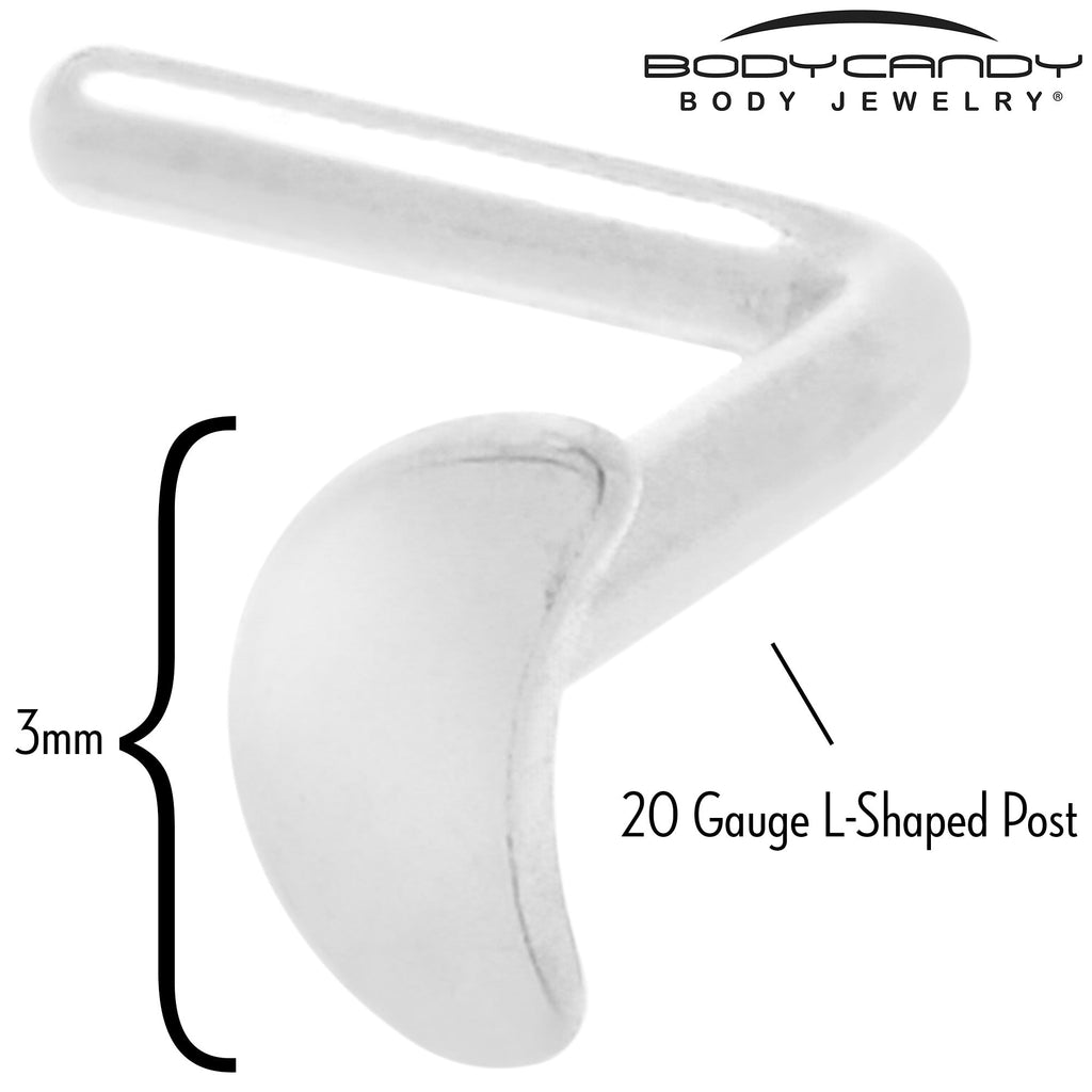 BodyCandy 20G 1/4 ASTM F-136 Implant Grade Titanium Moon End L Shape Nose Ring — side view