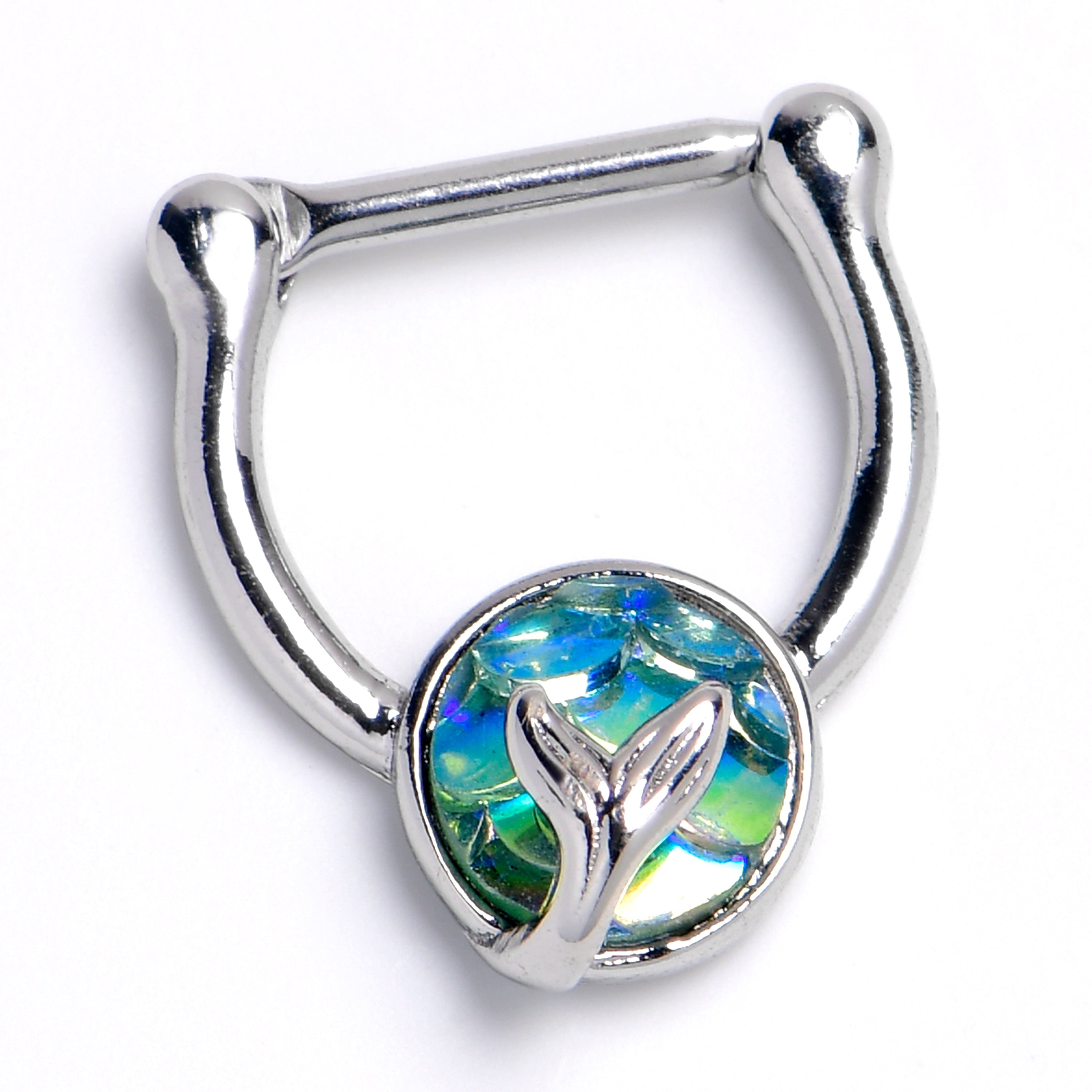 BodyCandy 16G 3/8 Mermaid Blue Scale Tail Cartilage Clicker — main product shot