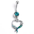 BodyCandy Green Gem Mermaid Tail Stars Heart Dangle Belly Ring — main product shot