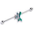 BodyCandy 14G Green Gem Green Mermaids Tail Star Industrial Barbell 38mm — main product shot