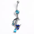 BodyCandy Blue Gem Floral Mermaid Moon Dangle Belly Ring — main product shot