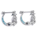 BodyCandy 14G 9/16 Blue Gem Fish of the Day Dangle Nipple Ring Set — main product shot