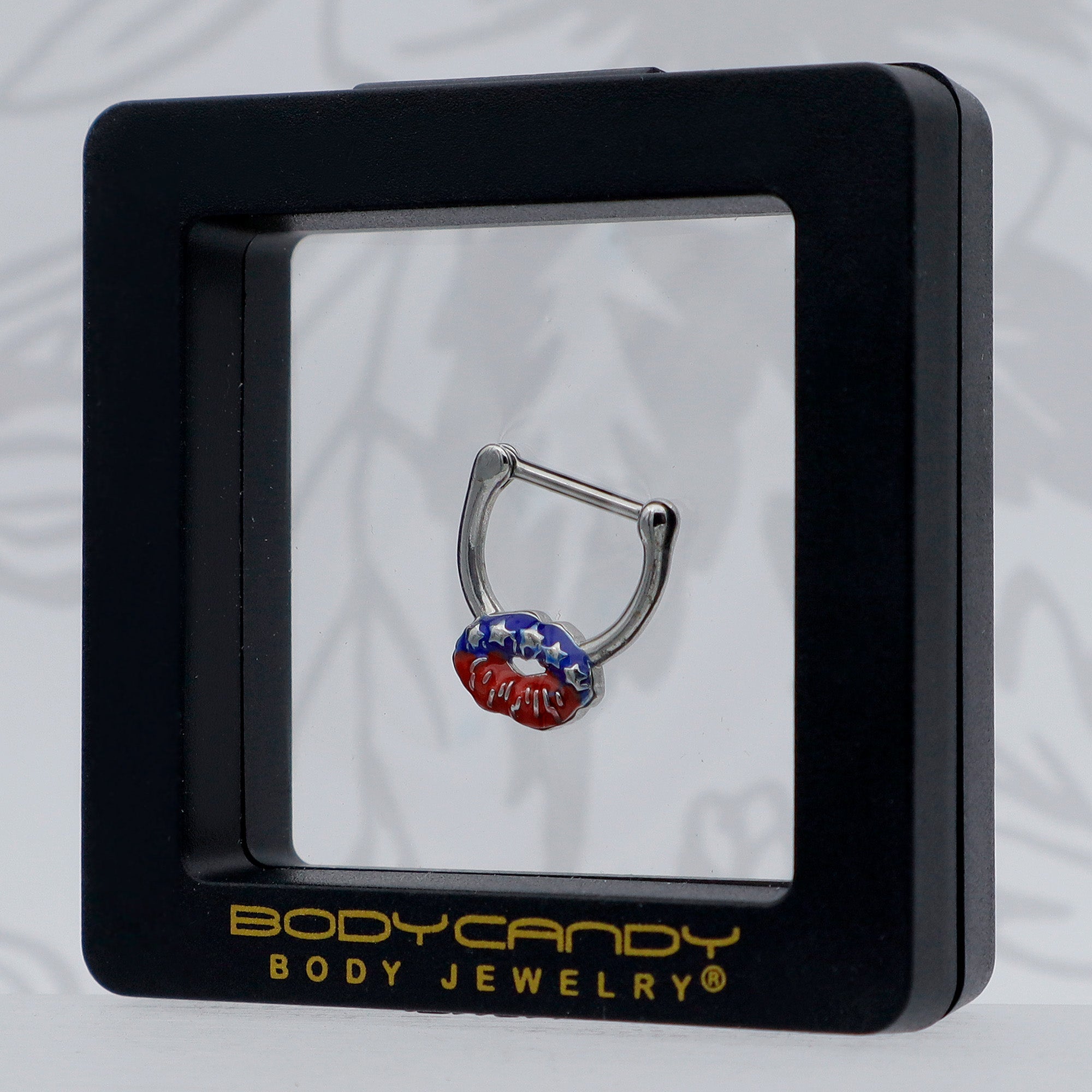 BodyCandy 16G 5/16 Patriotic Kissy Lips Cartilage Clicker — size reference