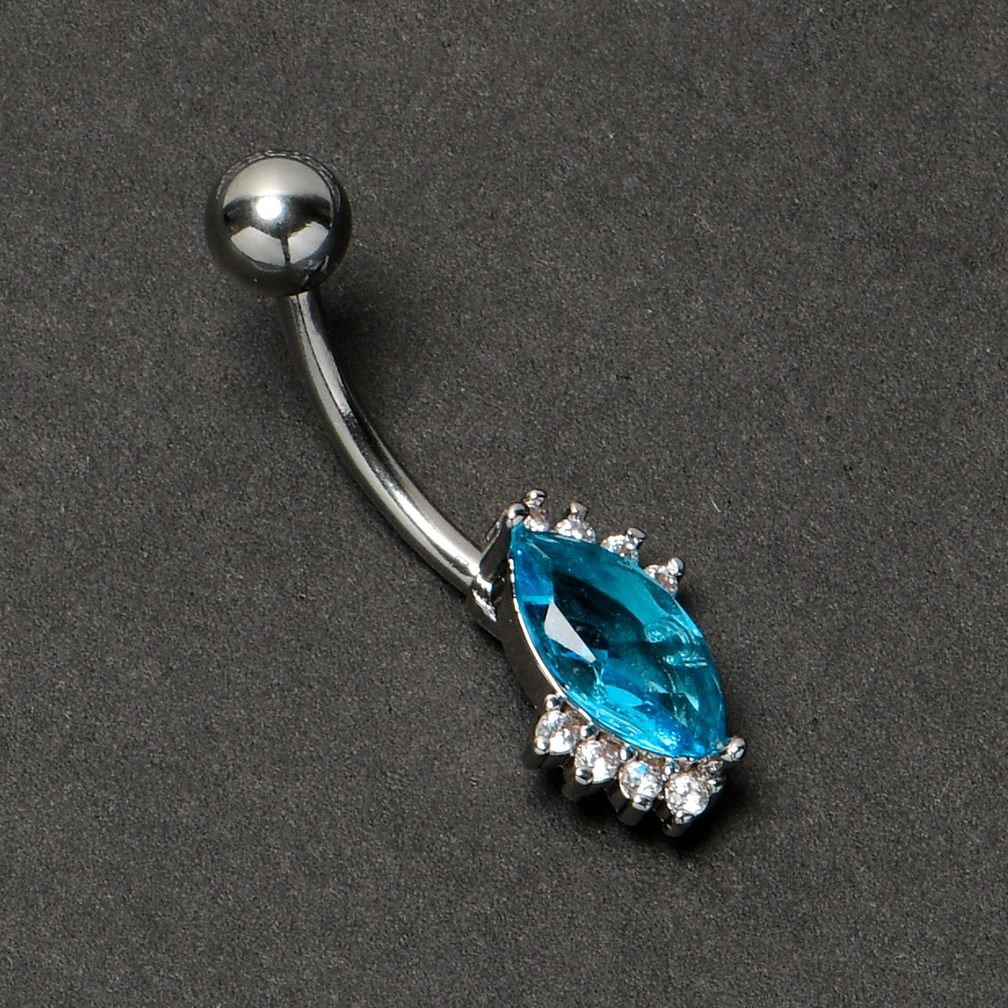 BodyCandy Clear Blue Gem Firey Drop Belly Ring — side view