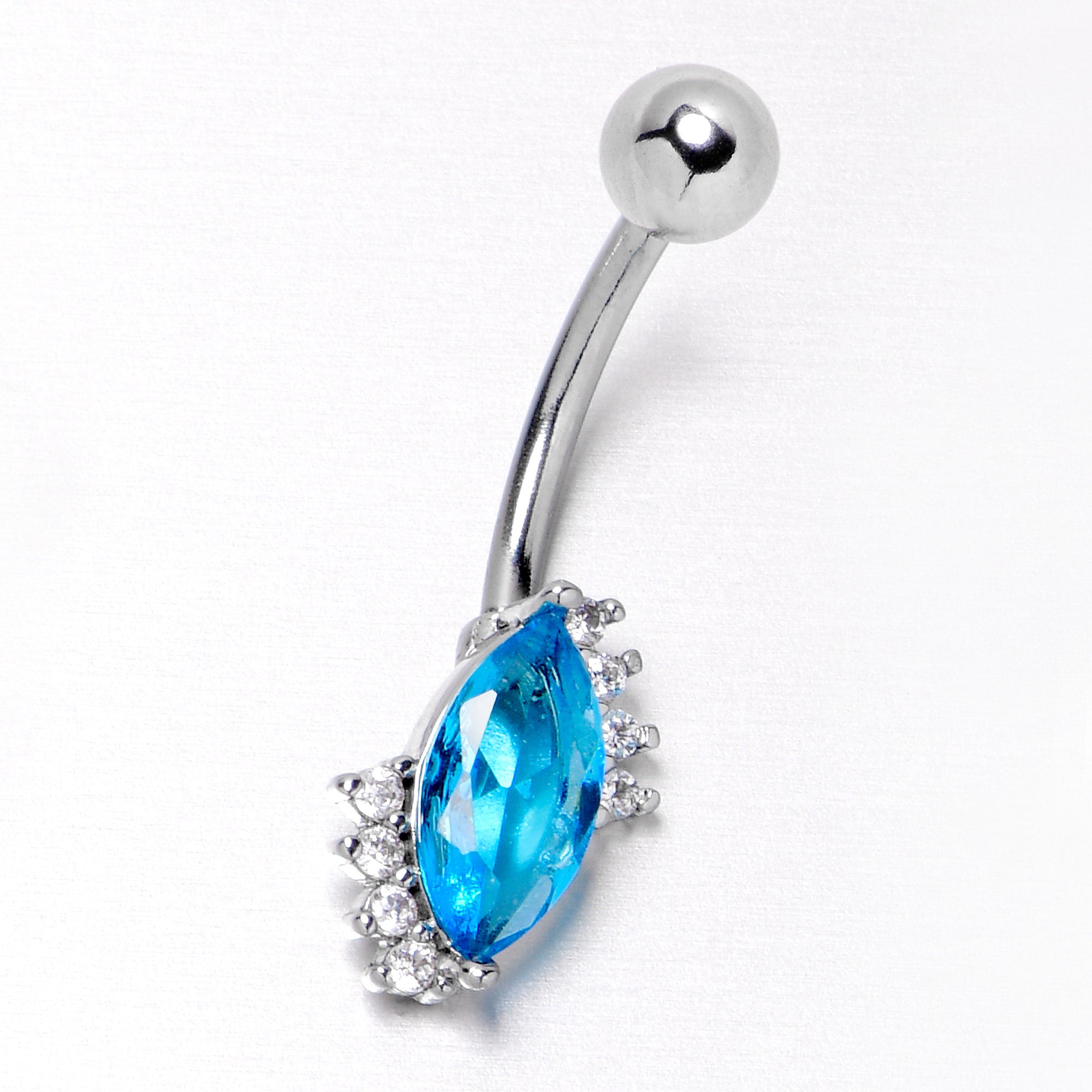 BodyCandy Clear Blue Gem Firey Drop Belly Ring — back view