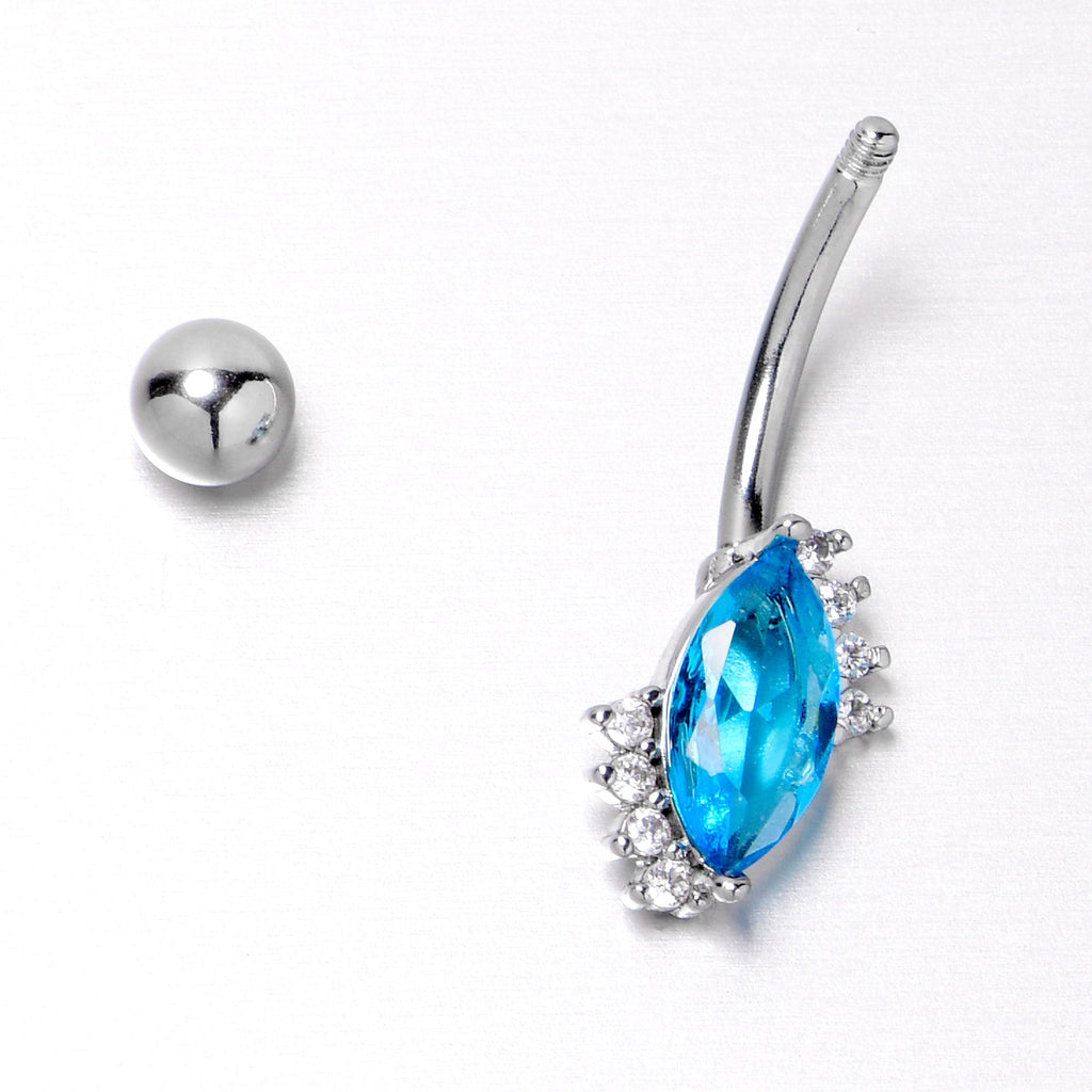 BodyCandy Clear Blue Gem Firey Drop Belly Ring — alternative angle