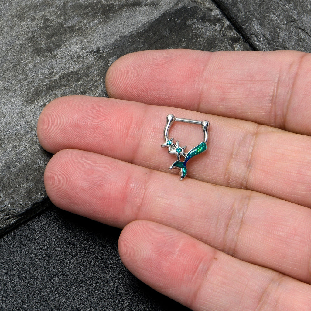 BodyCandy 16G 5/16 Blue Gem Green Mermaid Tail Stars Cartilage Clicker — lifestyle context