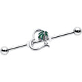 BodyCandy 14G Clear Gem Palm Tree Love Heart Industrial Barbell 38mm — main product shot