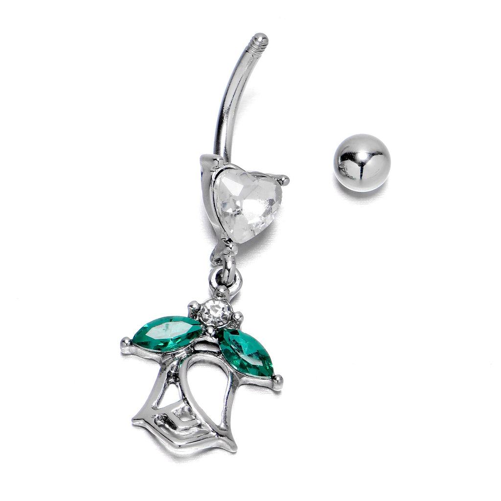 BodyCandy Clear CZ Gem Heart And Rose Dangle Belly Ring — alternative angle