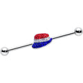 BodyCandy 14G Red Blue Clear Gem Patriotic Hat Industrial Barbell 38mm — main product shot