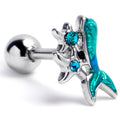 BodyCandy 16G 1/4 Blue Gem Mermaid Tail Green Stars Cartilage Tragus Earring — main product shot