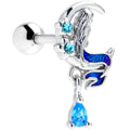 BodyCandy 16G 1/4 Blue Gem Floral Mermaid Moon Dangle Cartilage Earring — main product shot