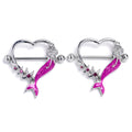 BodyCandy 14G 9/16 Pink Gem Pink Mermaid Tails Stars Nipple Shield Set — main product shot