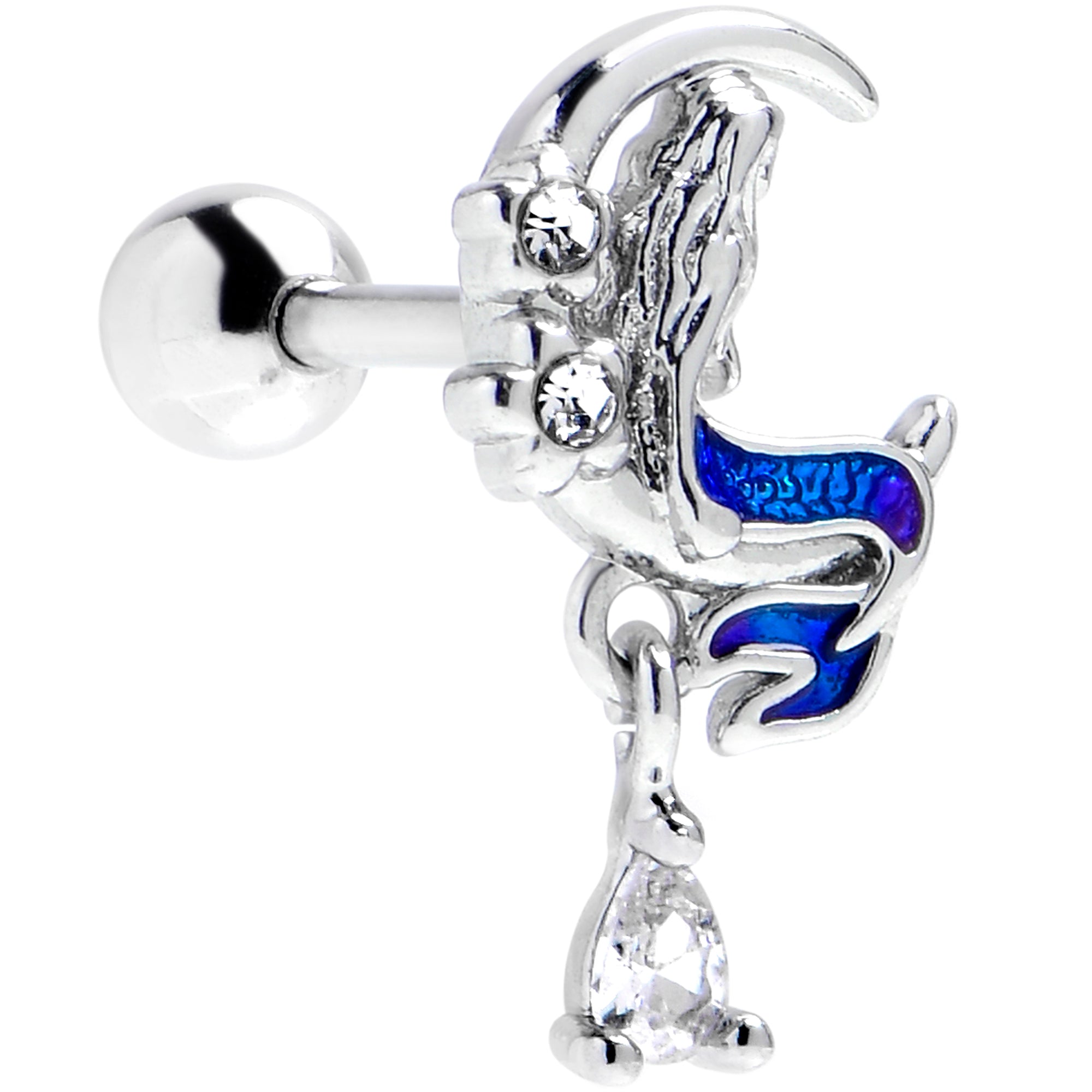 BodyCandy 16G 1/4 Clear Gem Floral Mermaid Moon Dangle Cartilage Earring — main product shot