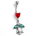 BodyCandy Red Gem Heart And Rose Dangle Belly Ring — main product shot