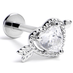 16G 5/16 Clear CZ Gem Fusion of Love Labret Monroe Tragus