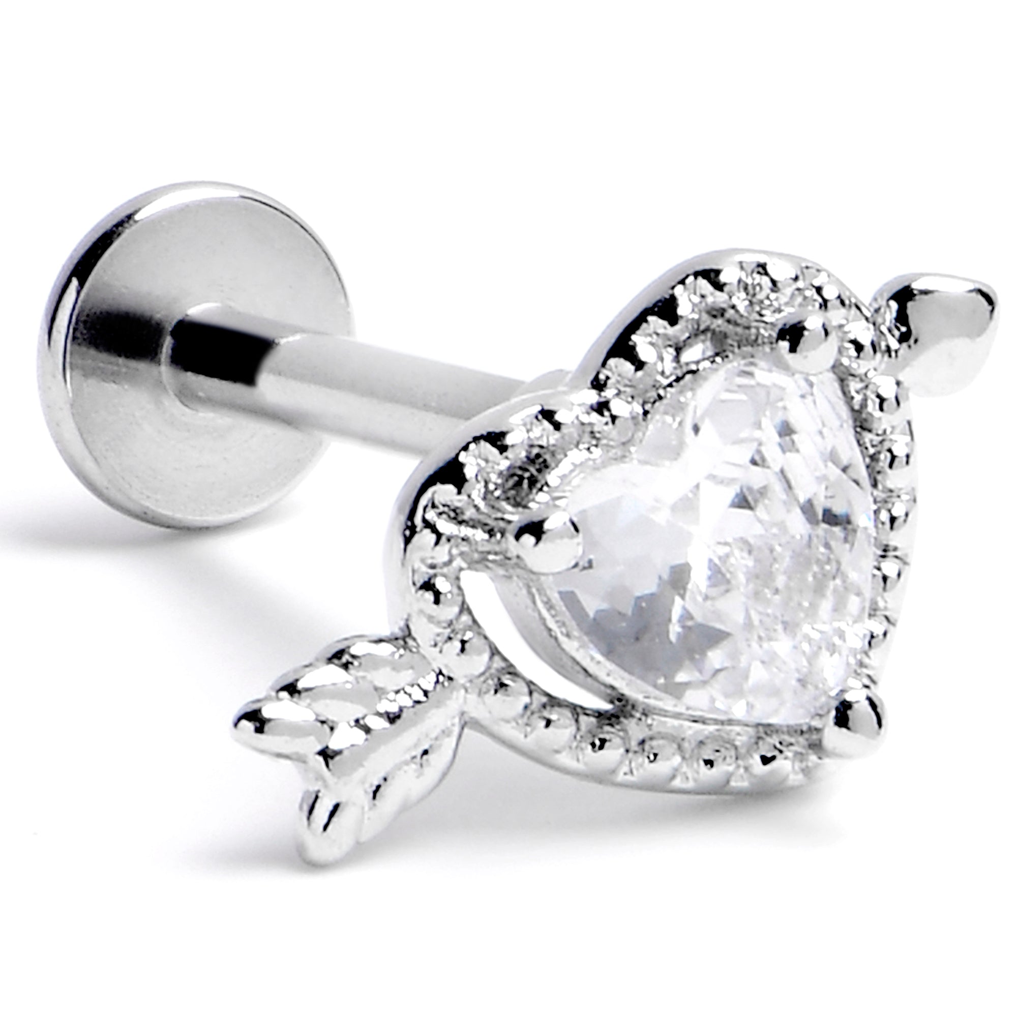 BodyCandy 16G 5/16 Clear CZ Gem Fusion of Love Labret Monroe Tragus — main product shot