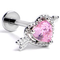 BodyCandy 16G 5/16 Pink CZ Gem Fusion of Love Labret Monroe Tragus — main product shot
