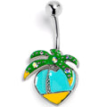 BodyCandy Aurora Gem Beach Heart Palm Tree Belly Ring — main product shot