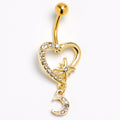 BodyCandy Clear Gem Gold Tone Heart Moon Dangle Belly Ring — main product shot