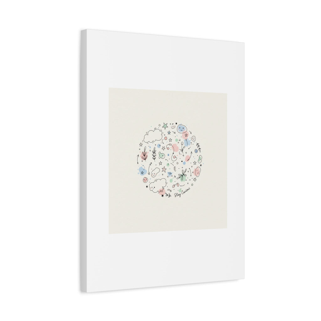 Doodle Circle Line Drawing Matte Canvas, Hand-Drawn Sketch Art