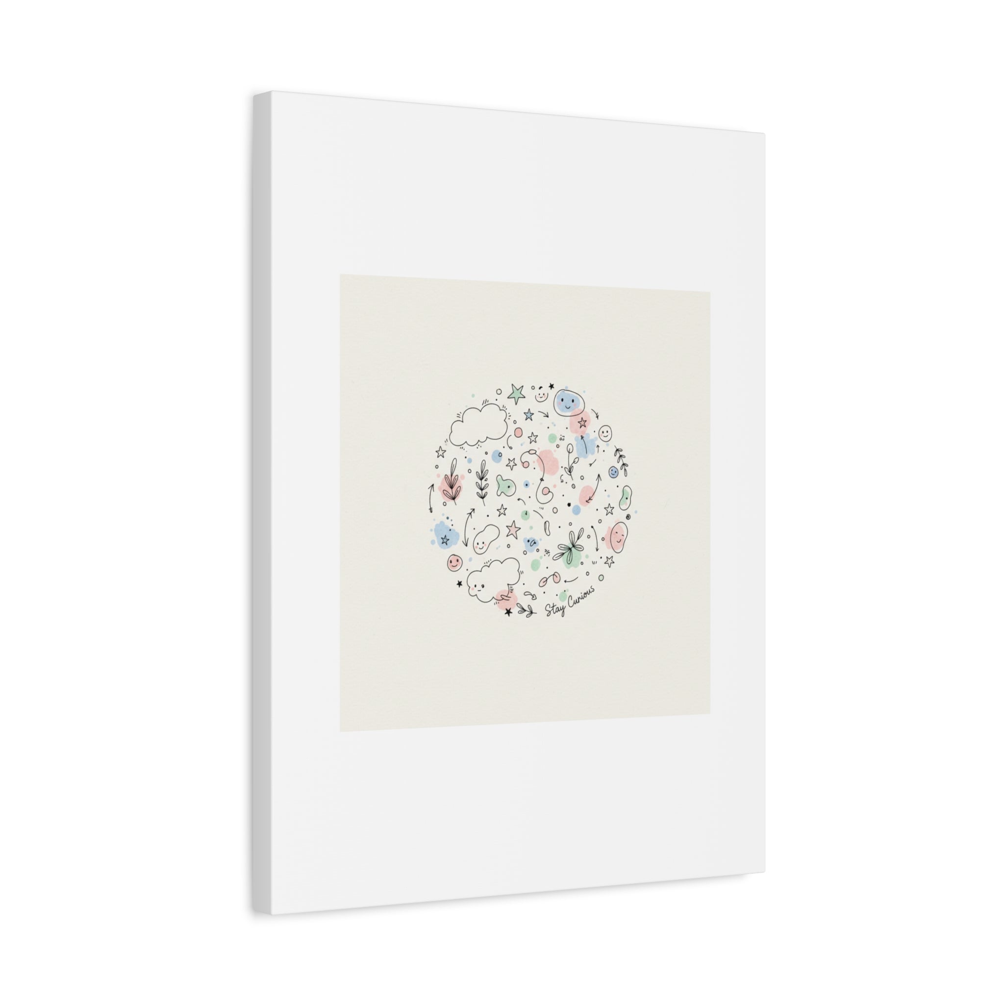 Doodle Circle Line Drawing Matte Canvas, Hand-Drawn Sketch Art